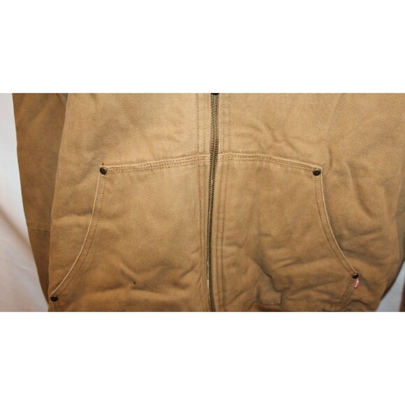 Levi's Washed Cotton Canvas Sherpa Utility Hooded Bomber Brown Jacket XXL NEW - Picture 6 of 6